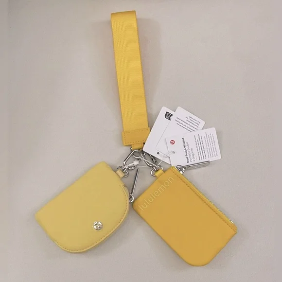 Lululemon NWT Dual Pouch Wristlet Maize Yellow Lemon Wash Card Holder